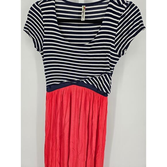 Espresso Women's Blue & White Striped Short Sleeve Fit & Flare Dress Size M - Picture 3 of 4